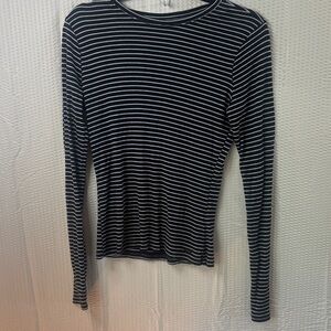 Hollister Navy and White Striped Long Sleeve Tee